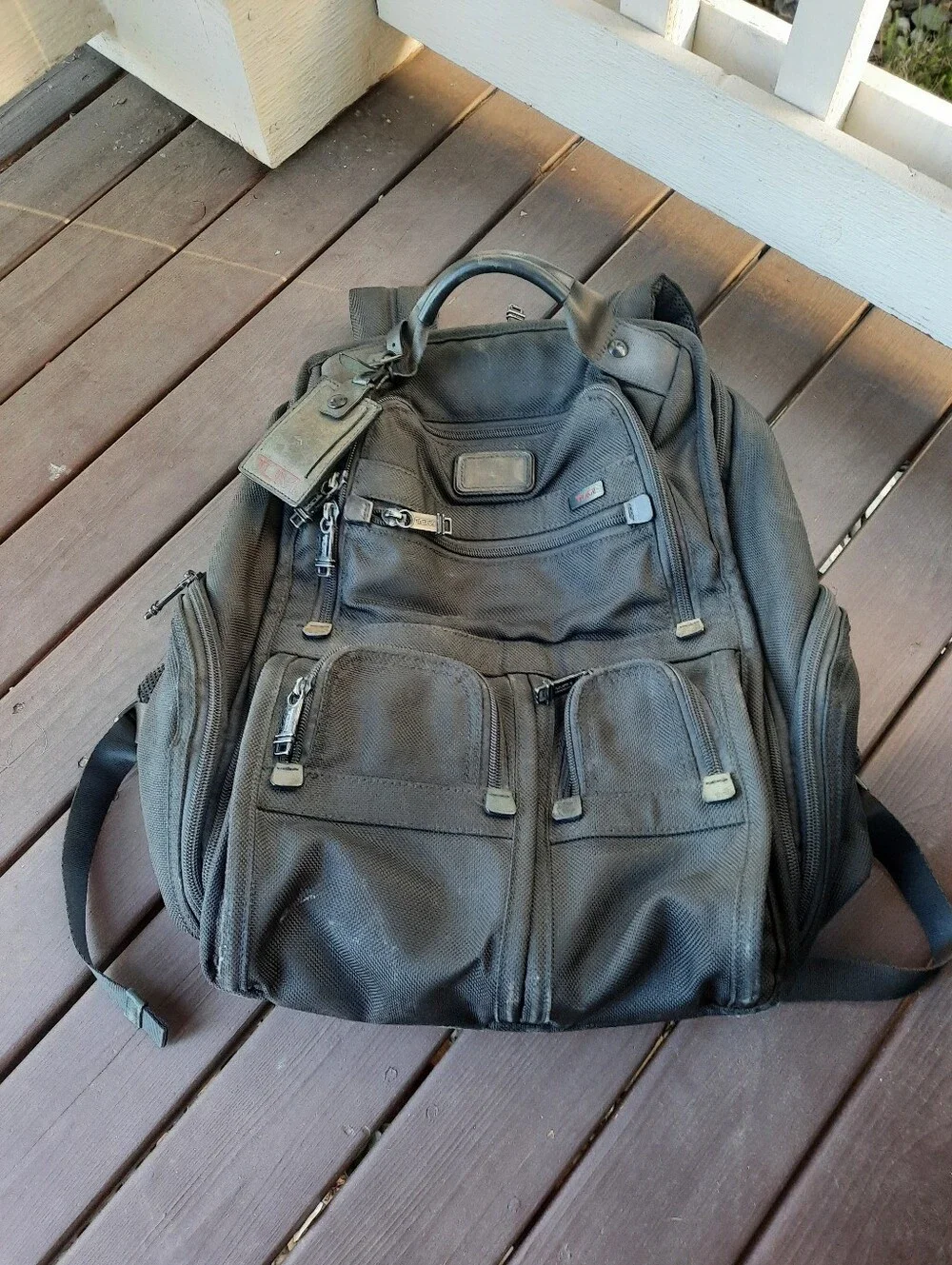 2 TUMI ALPA T-PASS Black Travel Backpack and Briefcase Set -